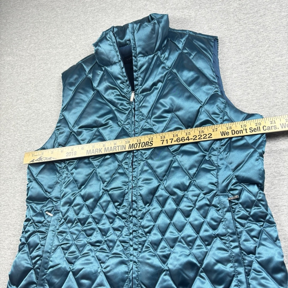 Lands' End Women's Diamond Quilted Down Puffer Vest Emerald Green Size Medium - Picture 7 of 9